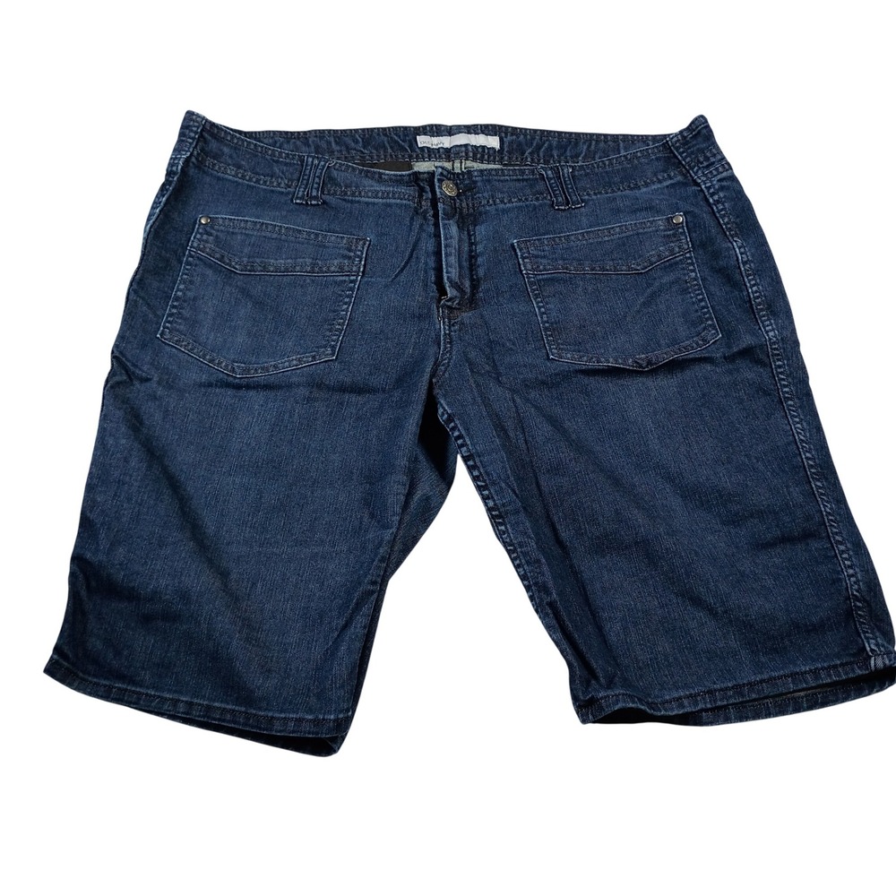 Old Navy Denim Shorts Women 18 Dark Wash Good Mid-Rise Stretch Bermuda Pocket